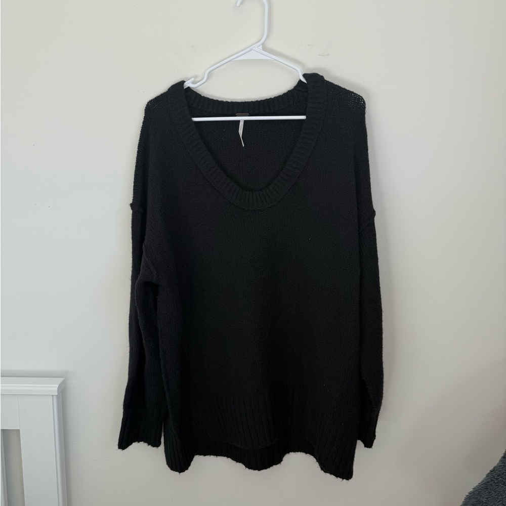 Free People Women's Black Long Sleeve Brookside Tunic OVERSIZE Sweater XS - Picture 5 of 6